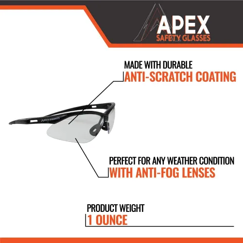 Miniatura 4 de Malta Dynamics Gafas de seguridad APEX – Protección antiarañazos y antivaho – Gafas de seguridad de construcción para hombres y mujeres, cumple