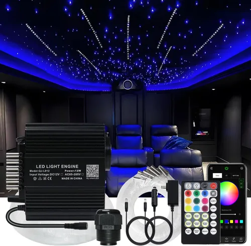 Miniatura 14 de AKEPO Luces de fibra óptica de 12 W parpadeantes+meteorito 2 en 1 con control de aplicación Starlight, 300 piezas x 0.03 pulgadas x 9.8 pies+240