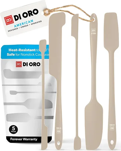 DI ORO - Espátulas de silicona para raspar – Espátulas de goma de silicona resistentes al calor – Espátulas de cocina antiadherentes seguras – Juego