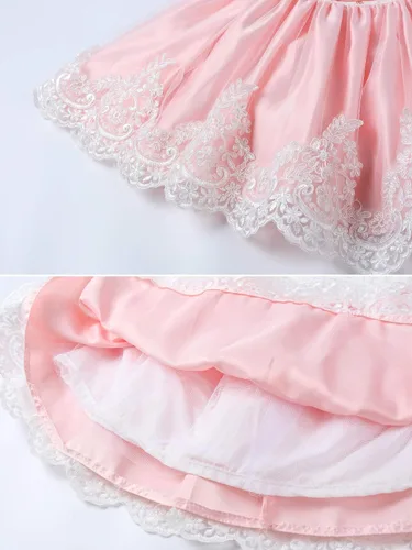 Miniatura 5 de LZH - Vestido para niñas bebé con volante, encaje, espalda descubierta y lazo - Incluye accesorio para la cabeza - Vestido con flores para desfile