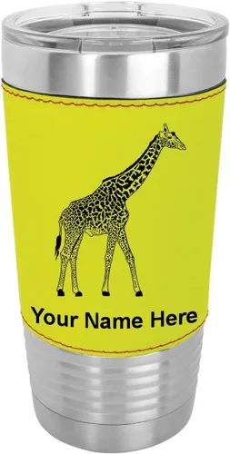 Miniatura 14 de LaserGram Vaso aislado al vacío de 20 onzas, jirafa, grabado personalizado incluido (piel sintética, estilo béisbol)