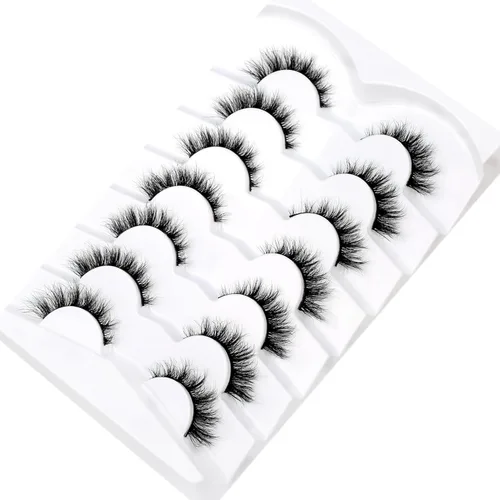 Miniatura 282 de Pooplunch - Pestañas postizas finas de visón sintético, estilo ojo de gato, naturales, cruzadas, tipo racimo, efecto 8D de volumen, tiras