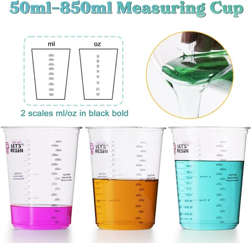 Miniatura 3 de LET'S RESIN Vasos mezcladores de resina, 45 piezas de 32 oz (1000ml) con 2 escalas, vaso mezclador de pintura preciso con guantes protectores, vasos