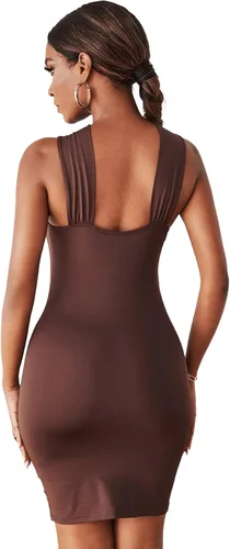 Miniatura 2 de Romwe Vestido bodycon con con forma de cruz sin mangas para mujer