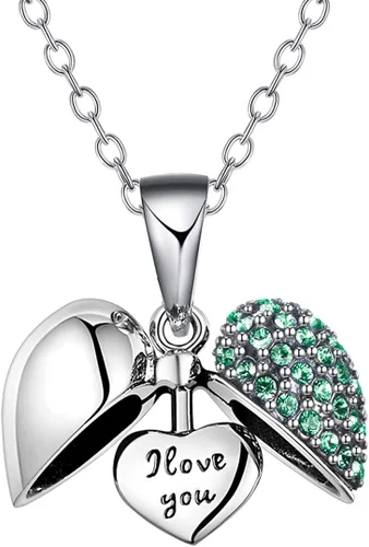 Miniatura 2 de Lovans Abalorio de corazón de amor de plata de ley 925 con texto en inglés "I Love You" para pulsera Pandora DIY