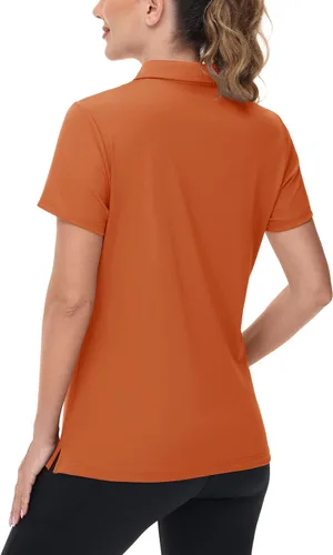 Miniatura 2 de TACVASEN Polo de manga corta con cuello en V para mujer, con protección solar UPF 50+, secado rápido, para golf