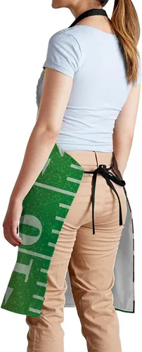 Miniatura 3 de oFloral Delantal de campo de fútbol americano y pelota, unisex, ajustable, delantal de chef de cocina, delantal para mujeres y hombres para cocina