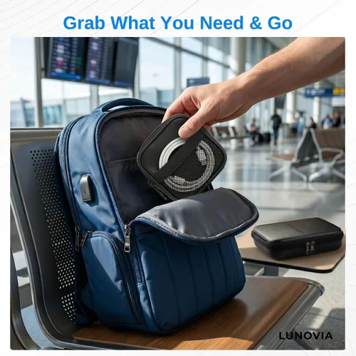 Miniatura 3 de Organizador tecnológico de tamaño medio con bolsas extraíbles: funda de viaje rígida para cables, cargadores y accesorios Organizador