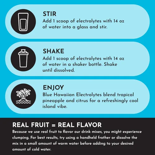 Miniatura 7 de JUST INGREDIENTS Blue Hawaiian - Mezcla de bebida de electrolitos 30 porciones Agua de coco orgánica, espirulina y electrolitos de 5 claves