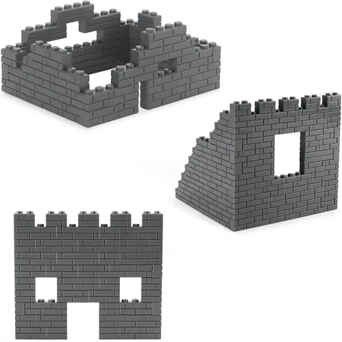 Miniatura 4 de Juego de ladrillos de perfil de mampostería a granel de 260 piezas de bloques de construcción para pared de construcción de casas, piezas MOC