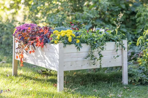 Miniatura 4 de Zylina Cama de jardín elevada de madera: macetas elevadas XL de 48 x 36 x 22 pulgadas para exteriores con patas, camas de jardín al aire libre