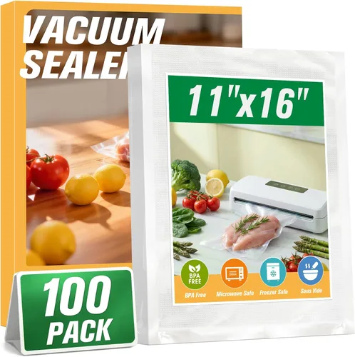 Miniatura 9 de FUNFERY Bolsas selladoras al vacío para alimentos, galones precortados de 11 x 16 pulgadas, cuarto de galón de 8 x 12 pulgadas, pinta de 6 x 10