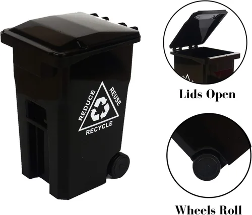 Miniatura 6 de Wiosi Mini soporte para bolígrafos de basura para escritorio y pequeño contenedor de reciclaje, negro y naranja, paquete de 2