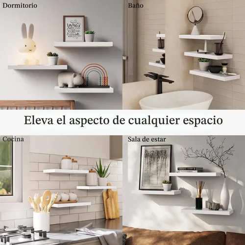 Miniatura 8 de BAYKA Estantes flotantes para pared, estantes de madera rústica montados en la pared para baño, dormitorio, sala de estar, cocina, estante colgante