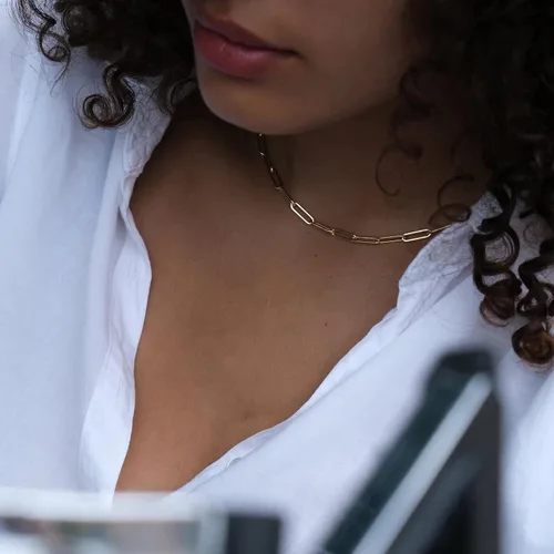 Miniatura 3 de Yoosteel - Collares con inicial de oro para mujeres y niñas, chapado en oro de 14 quilates delicada cadena de eslabones escalonados con clip y dije