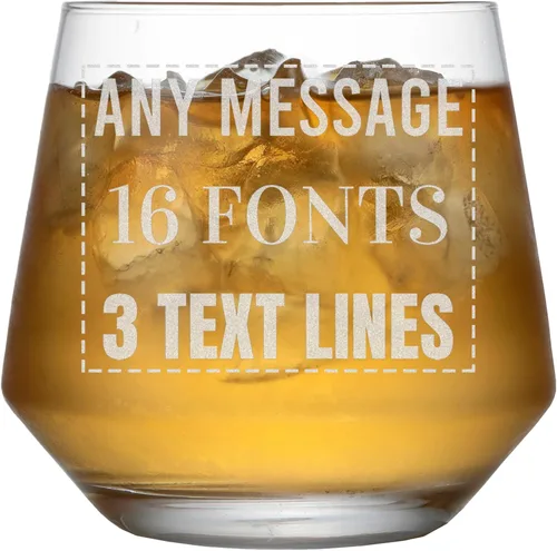 Miniatura 11 de Vaso de whisky personalizado grabado con tu texto personalizado, vaso de bourbon grabado de 12 onzas para cócteles, regalo personalizado para Gafas