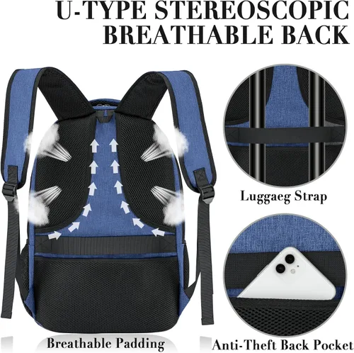 Miniatura 5 de BIKROD Mochila para mujeres y hombres, mochilas escolares extra grandes para adolescentes, mochila resistente al agua para portátiles de 17 Azul