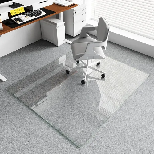 Miniatura 26 de Koonmi Tapete de cristal para silla de alfombra, 36 x 48 pulgadas, tapete de vidrio templado para silla de oficina, tapetes de vidrio con bordes
