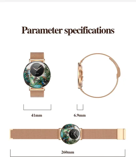 Miniatura 7 de Reloj inteligente para mujer, pantalla AMOLED de 1.32 pulgadas, frecuencia cardíaca, SpO2, monitor de sueño, calorías, clima, más de 100 modos