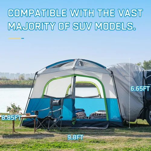 Miniatura 2 de JELUCAMP Tiendas de campaña SUV para acampar impermeables para 6 personas, tienda de campaña familiar para coche con accesorio para puerta trasera