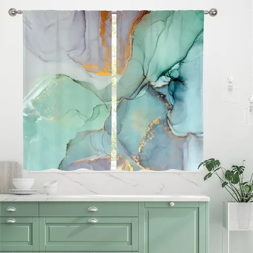 Miniatura 5 de Gibelle Cortinas de cocina rústicas de eucalipto estilo granja boho florales botánicas de salvia hojas verdes pequeñas y cortas para ventanas