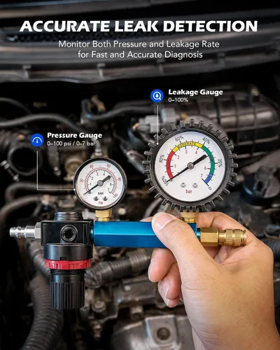 Miniatura 4 de Orion Motor Tech Kit de prueba de compresión y fugas de 51 piezas para motores de gasolina y diésel, kit de prueba de fugas de cilindro con doble