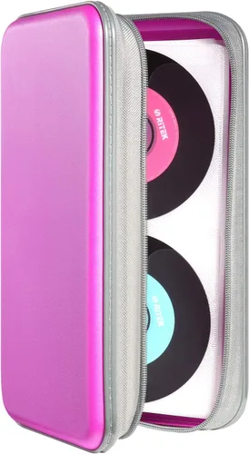 Miniatura 9 de UENTIP Funda para CD, capacidad para 96 CD, de plástico duro, cartera protectora para CD/DVD, para coche, hogar, viajes (96, negro) CD DVD
