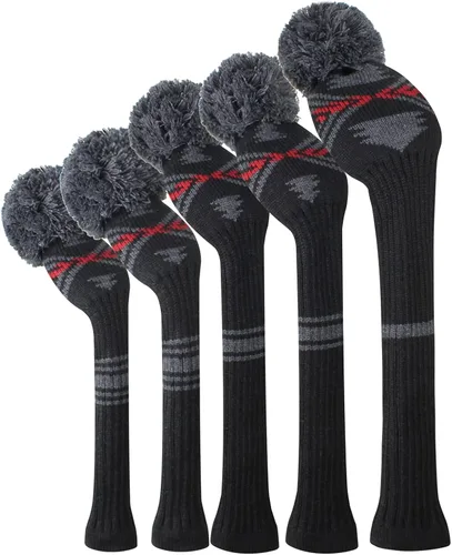 Scott Edward Knit Golf Club Cover for Woods and Driver Set of 5 Head Covers Protect Driver Wood(460cc)* 1 Fairway Wood*2 and Hybrid/UT*2 with
