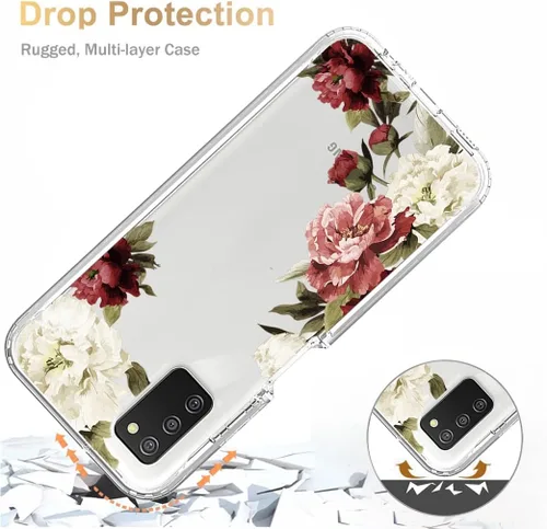 Miniatura 7 de Funda para Galaxy A03S/Samsung A03S A037U con protector de pantalla de vidrio templado, cuerpo completo, a prueba de golpes, lindo patrón floral