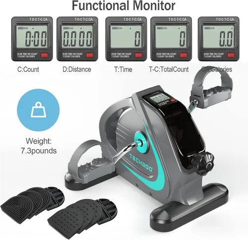 Miniatura 7 de Pedal de Bicicleta para Debajo del Escritorio, Mini Bicicleta de Ejercicio Portátil para el Hogar con Volante de 5LBS, Pedal Sentado para Personas