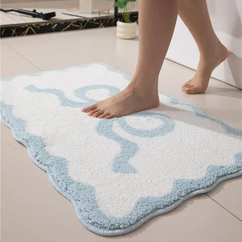 Miniatura 20 de Tapete de baño festoneado negro de 26 x 18 pulgadas, tapetes de baño suaves y absorbentes, lavables a máquina, de microfibra, para bañeras, lavabos