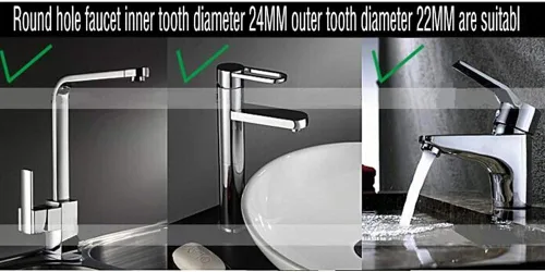 Miniatura 5 de Paquete de 2 rociadores de filtro aireador de grifo, fregadero giratorio de 360 grados para ahorro de agua para cocina y baño (corto)