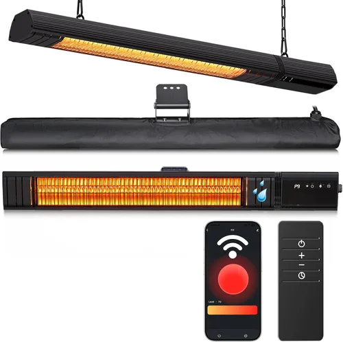 Miniatura 10 de Calentador eléctrico de techo para exteriores, control Wifi, para colgar en la pared, patio colgante de 1500 W, infrarrojo, 9 niveles de calor