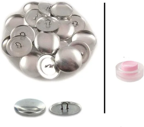 Miniatura 3 de i Craft for Less - Botones tamaño 60 (1 1/2") para cubrir/autocubrir botones con respaldo de alambre – Cantidad 25 (con plantilla de plástico)