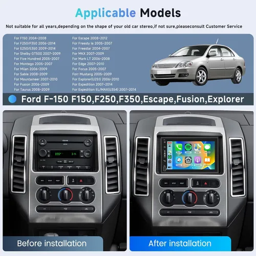 Miniatura 7 de 4+64G 7″ Android Car Stereo para Ford F150 F250/F350 2004-2016, Plug&Play Wireless CarPlay Android Auto DSP 32EQ, pantalla táctil IPS, GPS, cámara