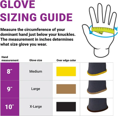 Miniatura 6 de Armor Guys Guantes de trabajo protectores extraflex con forro de nailon gris, revestimiento de palma de nitrilo de microespuma, guantes resistentes