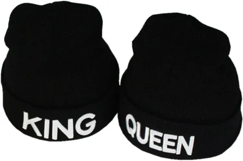 Miniatura 2 de MIUNIKO 2 gorros de invierno con capucha de calavera de rey y reina para parejas