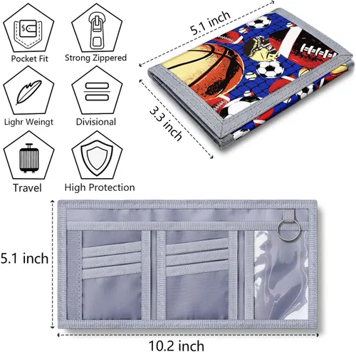 Miniatura 6 de TATAANTY Billetera para niños y adolescentes de 6 a 16 años, triple billetera con bolsillo para monedas con cremallera y tarjeteros, regalos únicos