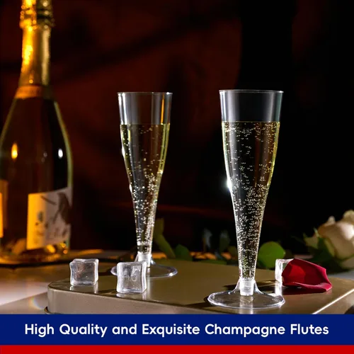 Miniatura 3 de JOLLY CHEF Paquete de 100 copas de champán de plástico desechables de 4.5 onzas, copas de champán de plástico transparente adecuadas para bodas, día