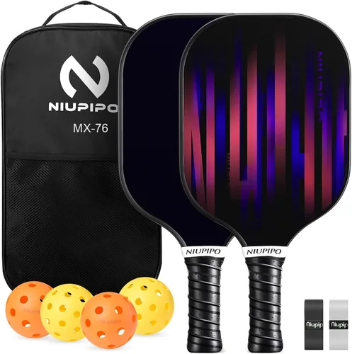 Miniatura 12 de niupipo Pickleball Paddles Set of 2/4/1, USAPA Approved Carbon Fiber & Fiberglass Hybrid, Easy Power, Polypropylene Honeycomb Core, Cushioned 4.72