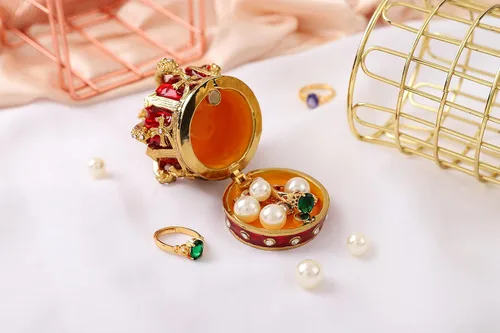 Miniatura 35 de QIFU Pintado a mano esmaltado estilo corona azul decorativo con bisagras joyería baratija caja regalo único para decoración del hogar