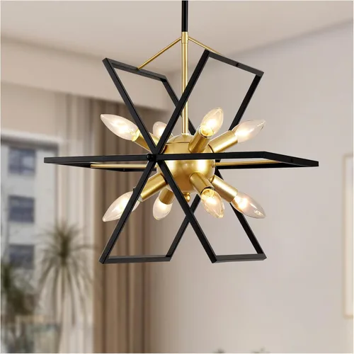 Miniatura 8 de Lámpara de araña de granja, 6 luces industriales, rústicas, para comedor, lámpara colgante ajustable para cocina, isla, sala de estar, vestíbulo