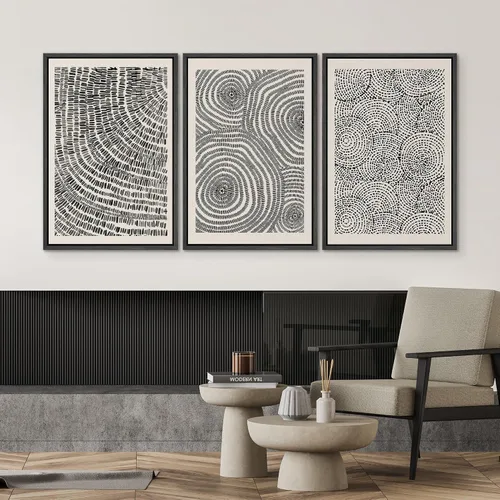 Miniatura 573 de SIGNWIN Lienzo enmarcado para pared, arte con pinceladas de flujo neutro en tonos beige abstractos, ilustraciones, arte moderno, decorativo
