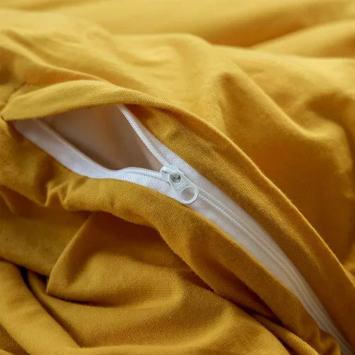 Miniatura 7 de VM VOUGEMARKET - Juego de funda de edredón de algodón de punto jersey de tamaño queen, juego de ropa de cama de algodón de color amarillo, Jersey-oro