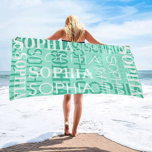 Miniatura 8 de InterestPrint Toalla de playa personalizada para mujeres y hombres, texto blanco y negro, toallas de playa personalizadas con nombres, manta
