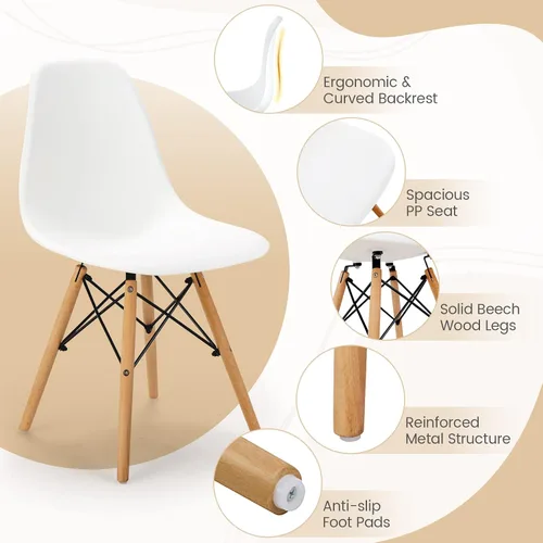 Miniatura 3 de Tangkula Juego de 4 mesas de comedor para 4, mesa y sillas de cocina modernas, mesa y sillas de cristal para sala de estar pequeña, cocina Natural +