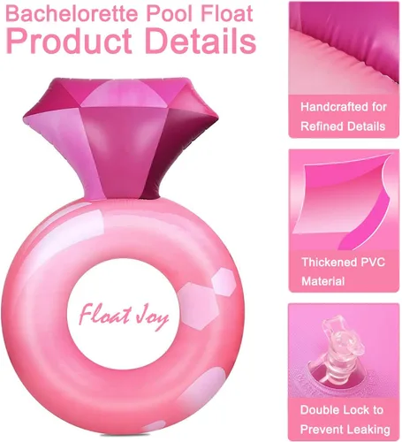 Miniatura 4 de Float Joy Flotadores de piscina para adultos, anillo inflable de diamantes, para despedida de soltera, regalos de novia, flotador de piscina rosa