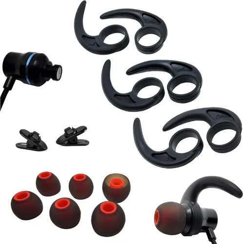 Kit de repuesto universal de silicona para las orejas y ganchos para las orejas (3 pares de puntas S/M/L + 3 pares de ganchos medianos + 1 par de
