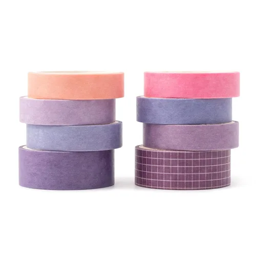YUBBAEX - Juego de 8 rollos de cinta adhesiva básica Washi de color sólido con cuadrícula, cinta adhesiva decorativa para arte, manualidades DIY,