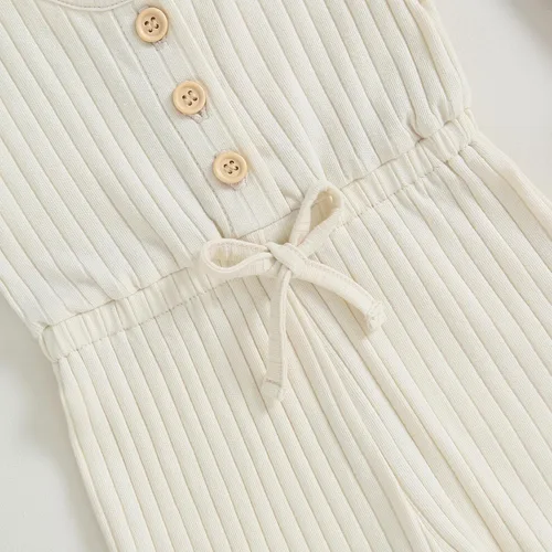 Miniatura 76 de Traje de verano para niña pequeña, de manga corta, acanalado, overol liso, pantalones cortos, ropa para recién nacidos